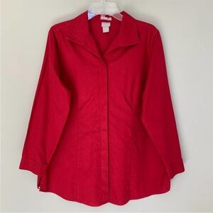 Chico’s size 0 red leopard print button down